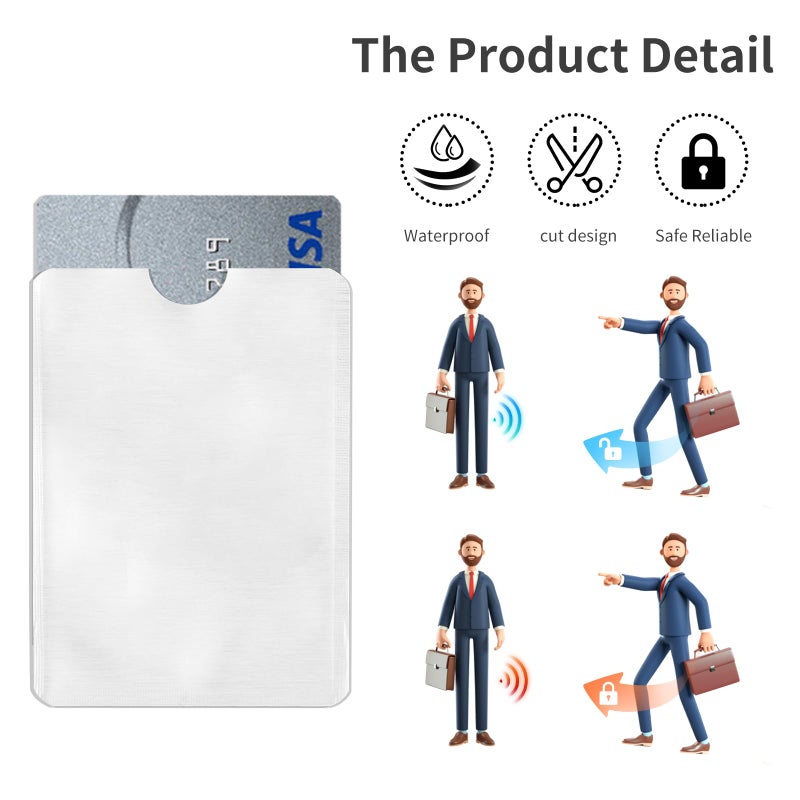 Owfeel RFID Blocking Secure Credit Card Sleeves Pack Of 15 Contactless Card Protection Holders Credit Card ID Anti Theft WaterProof Protector- Silver - Image 4